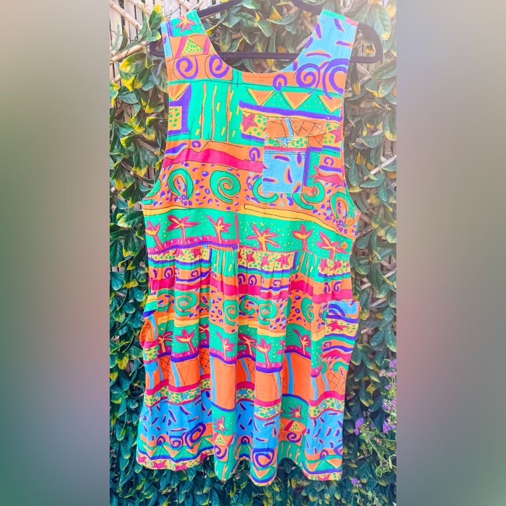 🔹 S. Roberts Vintage 1980s Abstract Tank‎ Dress